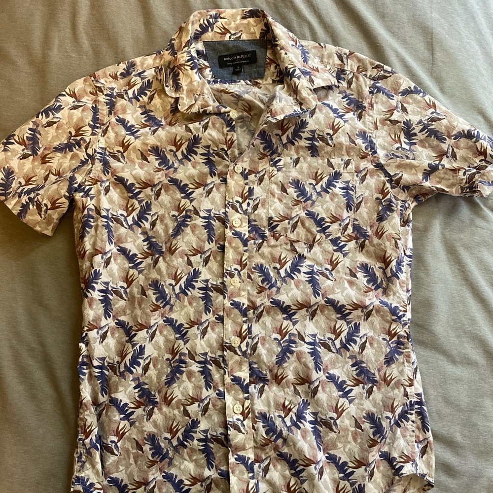 Banana Republic Blue and Brown Casual Button Down Shirt